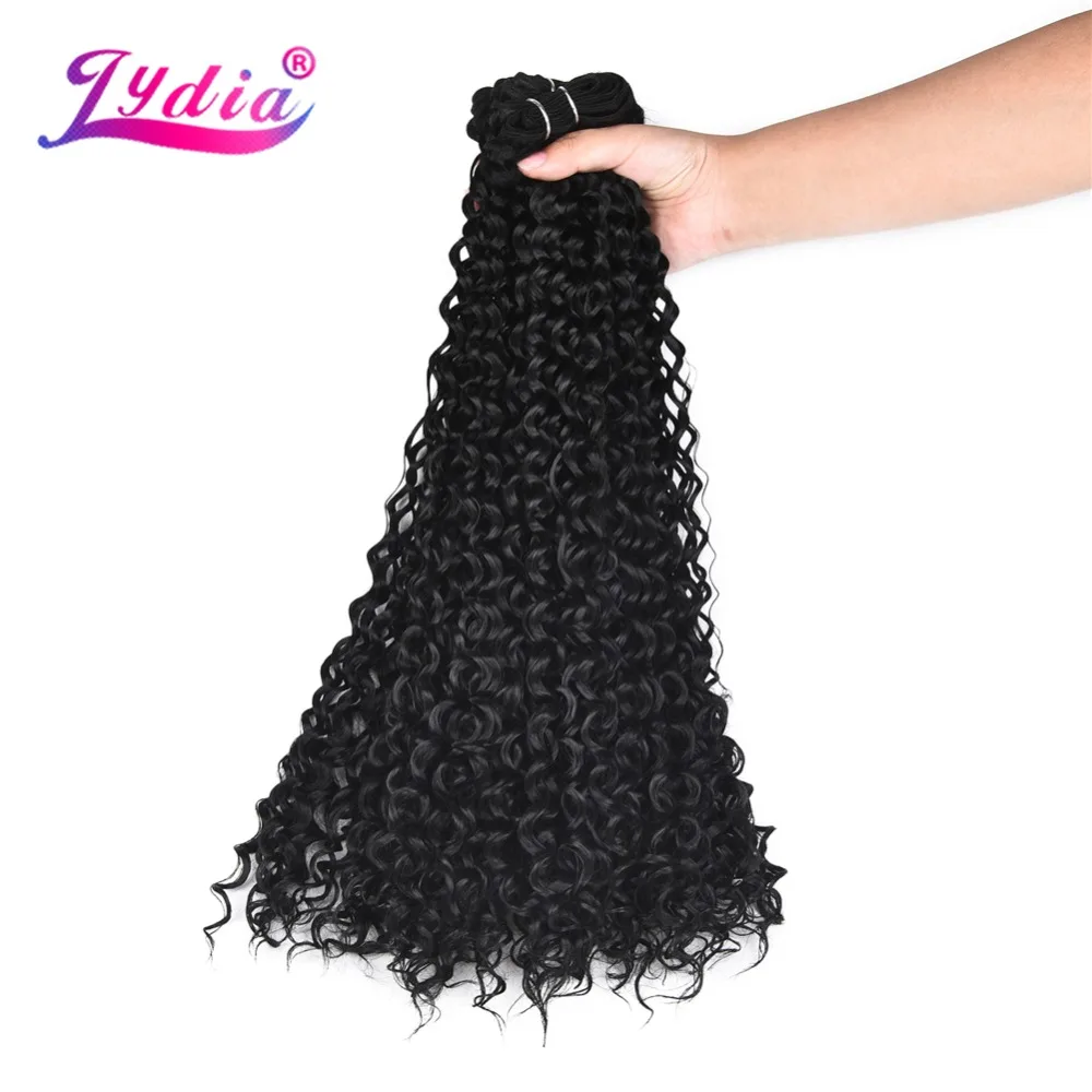 Lydia-Pacotes de cabelo sintético ondulado em água, trama dupla, alta temperatura, tecelagem encaracolada, cor pura, 10-24 \