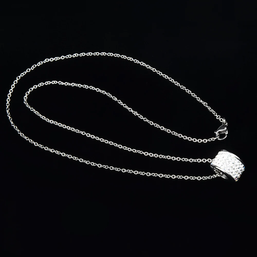 Chanfar สร้อยคอจี้ทรงกลมคริสตัลปูทาง kalung Baja Tahan karat ยาวสำหรับผู้หญิงผู้ชายงานเลี้ยงงานแต่งงานของขวัญคริสต์มาส