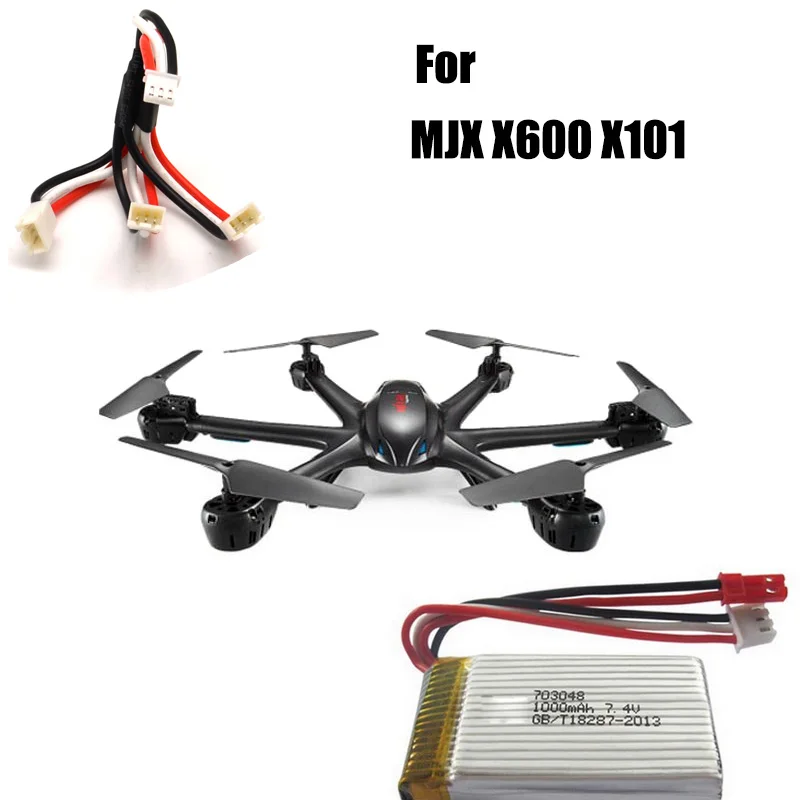 Mjx x600 x101充電ケーブル,3接続ワイヤー,syma x8c wltoy v666ドローン,rc車とボート用のli-poバッテリー,v666,7.4 v,2s