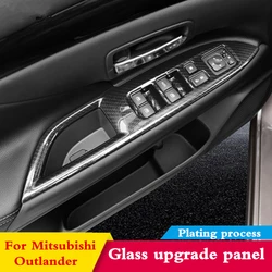 For Mitsubishi Outlander 2013 2015 2016 2017 2018 Glass upgrade panel Door armrest panel ABS Carbon fiber Interior decoration