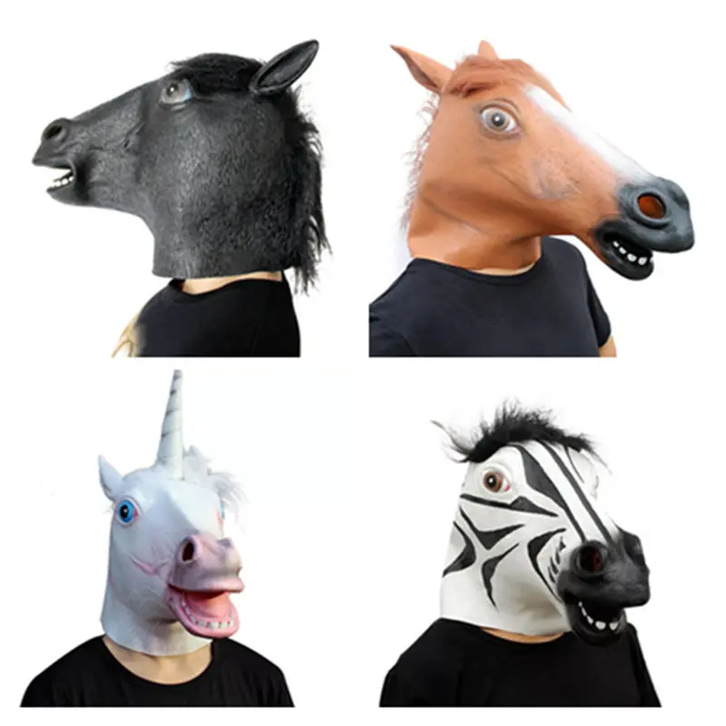 New Year Horse Head Mask Animal Costume Unicorn Black Horse Zebra Toy Party Halloween 2019 New Year Decoration