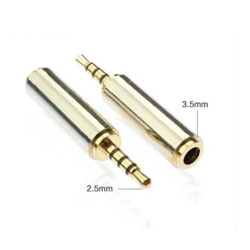 محول مقبس سماعة أذن ، 2.5 مللي متر ، ذكر إلى 3.5 مللي متر ، أنثى ، ستريو ، ميكروفون ، مطلي بالذهب ، جديد