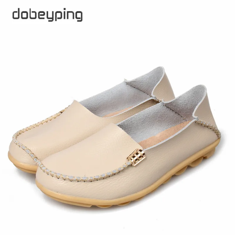 New Women Real Leather Shoes Comfortable Mother Loafers Soft Woman's Flats Leisure Female Driving Footwear Boat Shoe Size 35-44