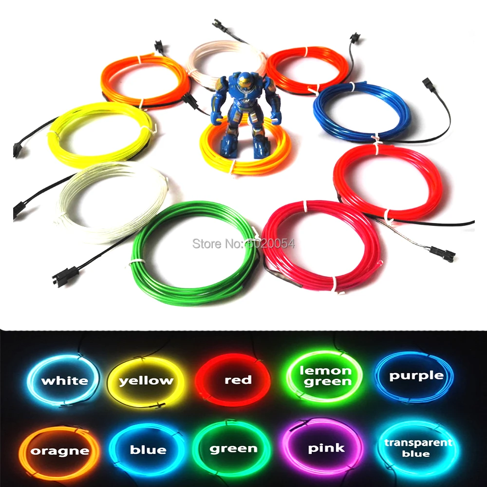 3M Waterproof Glow EL Wire Rope Tube Cable Neon Light Led Illuminated Wire For Stage Costume Dance Clothing