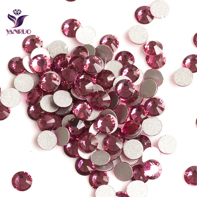 Yanruo 2058nohf Rosen strass nicht Hotfix Kleber auf Nägeln Kristall Strass Flatback Glas Kristall für Kleidung Schmuck Markierung