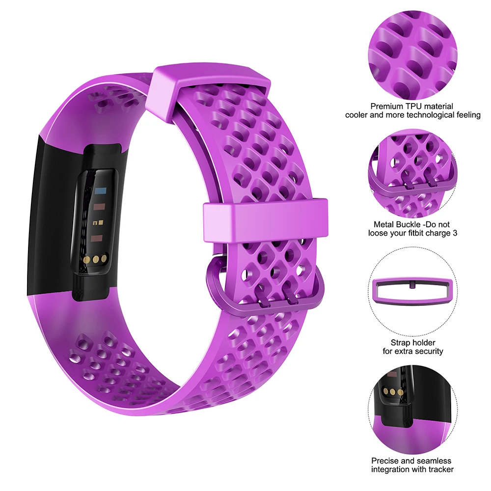 Honecumi per Fitbit Charge 3 cinturino morbido TPU cinturino per orologio da polso per Fitbit Charge 3 accessori di ricambio per cinturino SmallLarge Correa