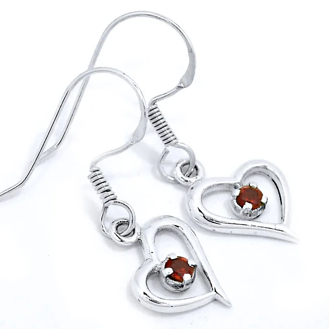 

Genuine Garnet Earrings, 100% 925 Sterling Silver, 1.8g, ER2325-G, New