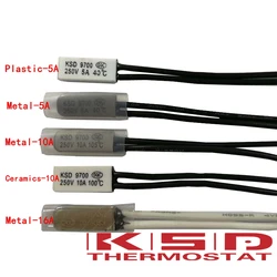 10PCS KSD9700 Thermostat 85C 5A/10A/16A 250V Temperature Thermal Control Switch normal close nc/no 40/45/50/55/60/65/70/80/85/90