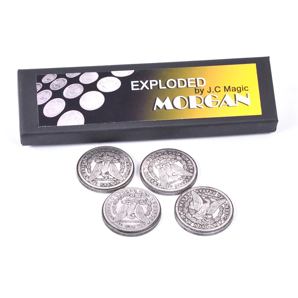 Exploded Morgan (4 to 16 Coin ) Magic Tricks Magician Close Up Illusions Prop Gimmick Multiply Coin Appearing Disappearing Magia