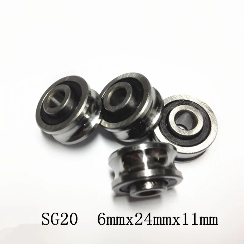 5pcs SG20 U groove bearing 6mmx24mmx11mm double row sealed ball bearing for 8mm linear guide rail SG6RS SG20RS