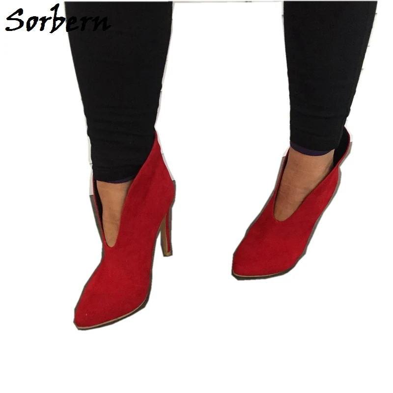 Sorben สีแดง Slip-On ผู้หญิงปั๊มฤดูใบไม้ผลิ Designer แบรนด์แฟชั่นรองเท้าที่กำหนดเองสีขนาดใหญ่10รองเท้าส้นสูง toe สุภาพสตรีปั๊ม