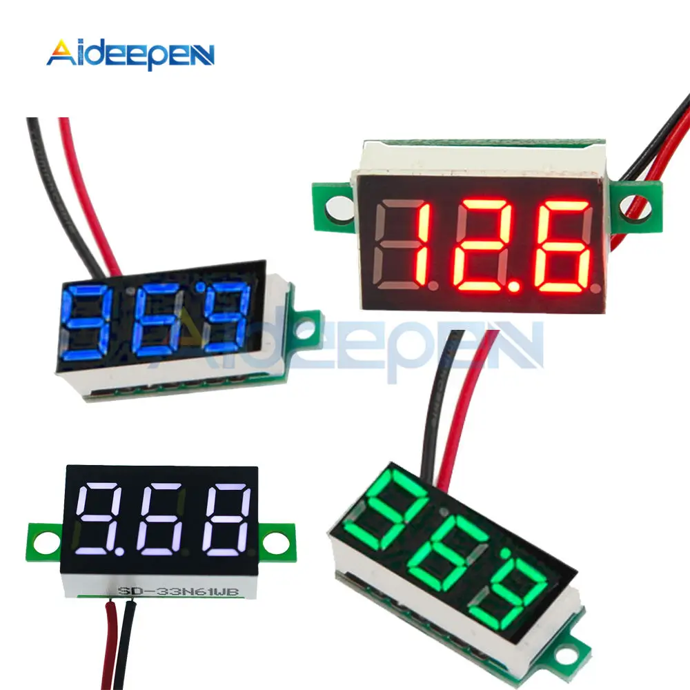 0.36 Inch 0.36'' DC 4.7-32V 3 Digit Display Voltmeter Mini LED Digital Panel Volt Voltage Meter Instrument Red/Blue/Gree/White