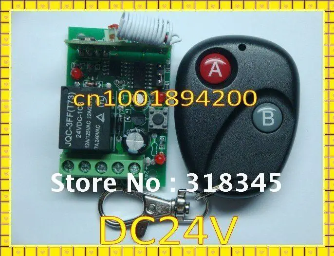 

DC24V1CH RF wireless remote control switch system1Receiver&1Transmitter Learning Code Momentary Toggle Latched Adjust 315/433MHZ