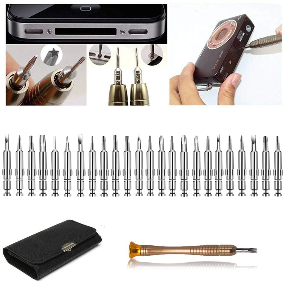 Leather Case 25 In 1 Torx Screwdriver Set Mobile Phone Repair Tool Kit Multitool Hand Tools For Iphone Watch Tablet PC 2021 New