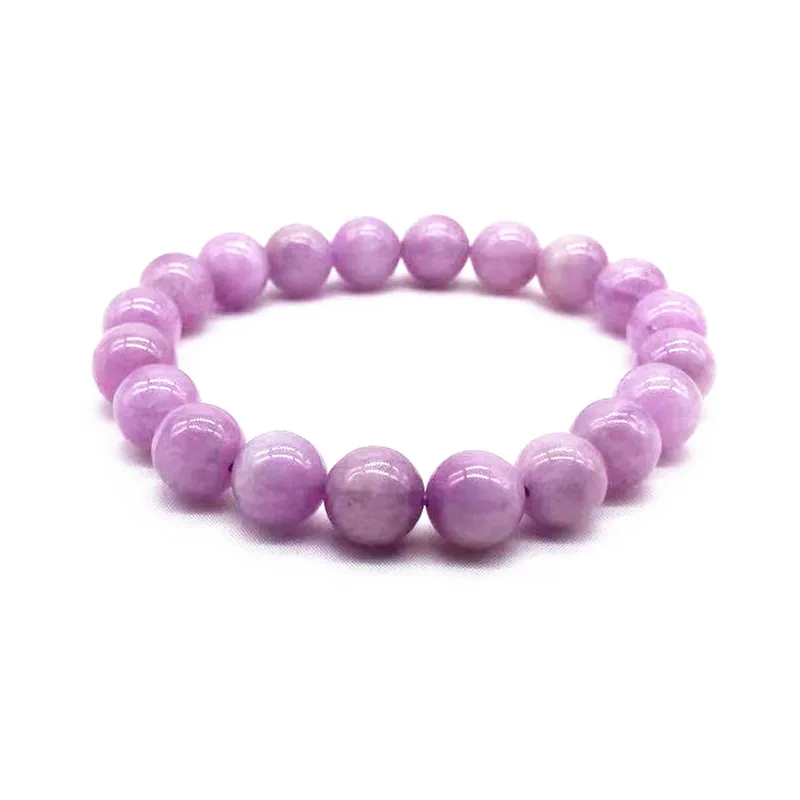 

Women Bead Bracelet 18.5cm Natural Kunzite 100% Really Stone No Synthetic No Dyed Color Round Bead Bracelet For Girl Gifts