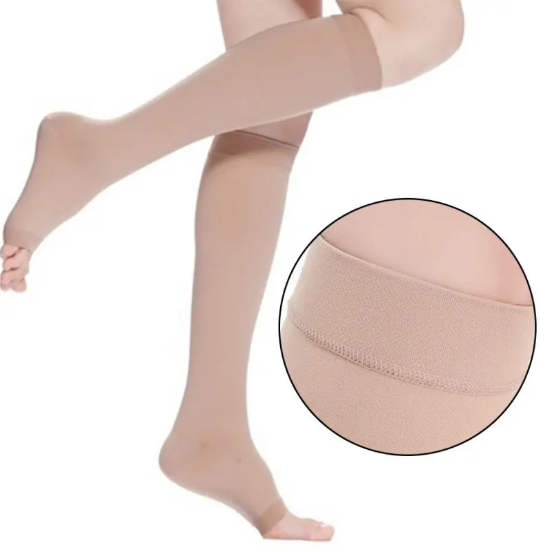 Compression Stockings Knee High Open Toe Men Women Support Stockings 18-21mm Training Fitness Running Leg Warmers Sports Socks