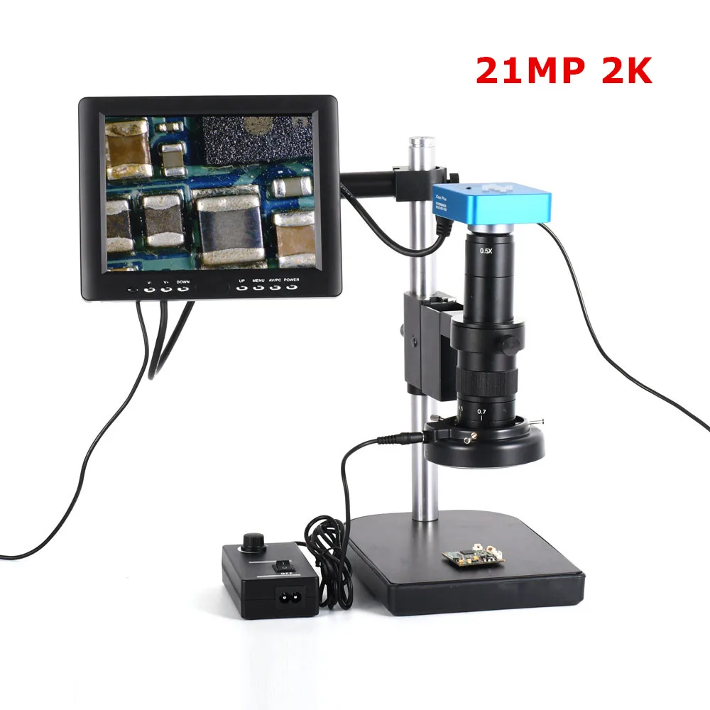 21MP Industrial Microscope Camera Kit HDMI USB 180X C-mount Zoom Lens 60 LED Light with 8