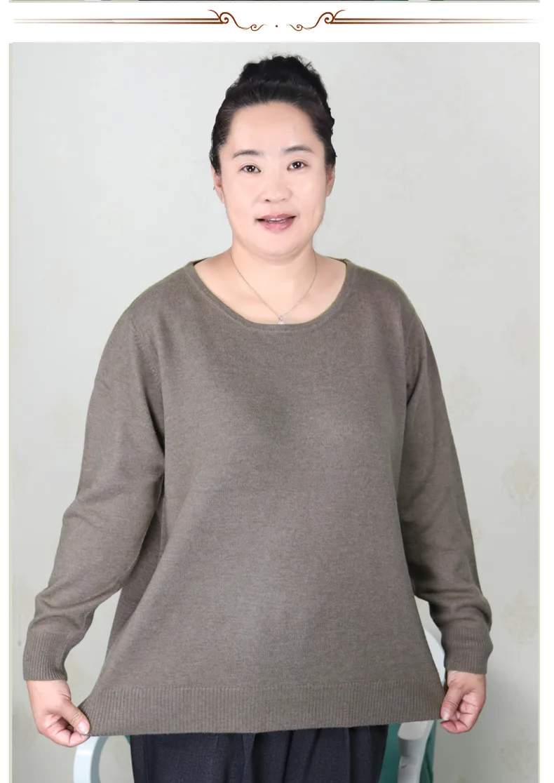 

Plus Size Women Clothing 5XL 6XL7XL 8XL 9XL Large Size Middle Aged Clothes Mother Cashmere Sweater Knitted Shirt Long Sleeve