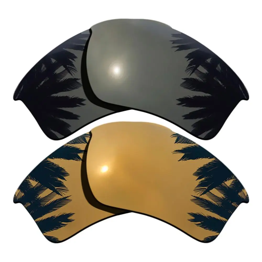 Black & Bronze Gold Mirrored Polarized Replacement Lenses for-Oakley Half Jacket 2.0 XL Frame 100% UVA & UVB