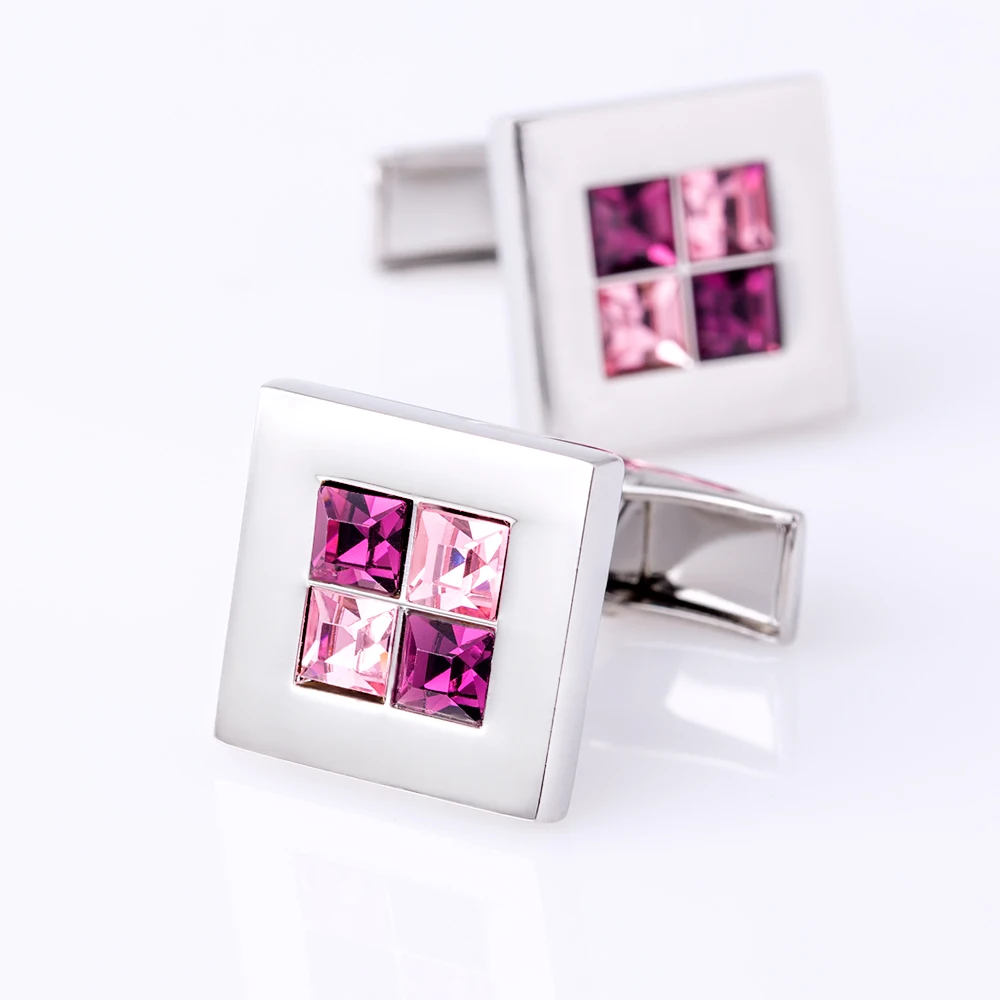 KFLK Luxury shirt cufflinks mens gift Brand wedding cuff button Purple Crystal cuff link High Quality abotoadura Jewelry