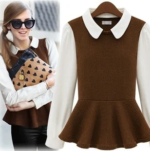 Free shipping The new 2014 removable doll atmosphere quality stitching wool shirt collar college