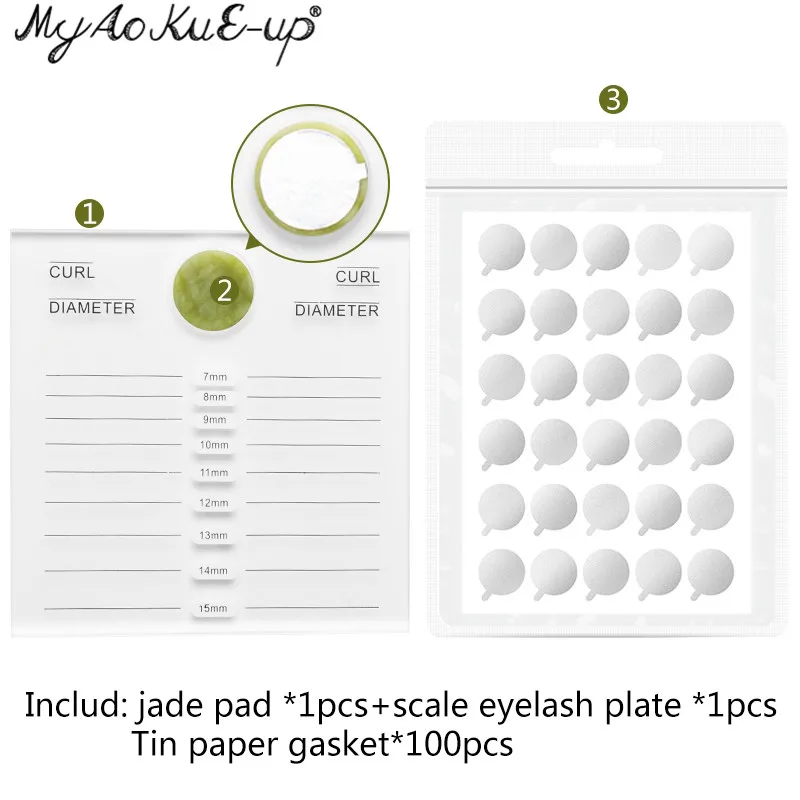 2 in 1 Acrylic False Eyelashes Stand Glue Pad Pallet Lashes Holder with Tick Mark Fake Lashes Extension Essential Tools