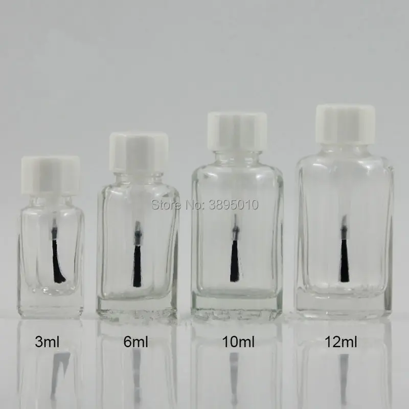 

3ml 6ml 10ml 12ml Empty Clear Glass Nail Polish Bottle For Nail Art With Brush Cap F1024