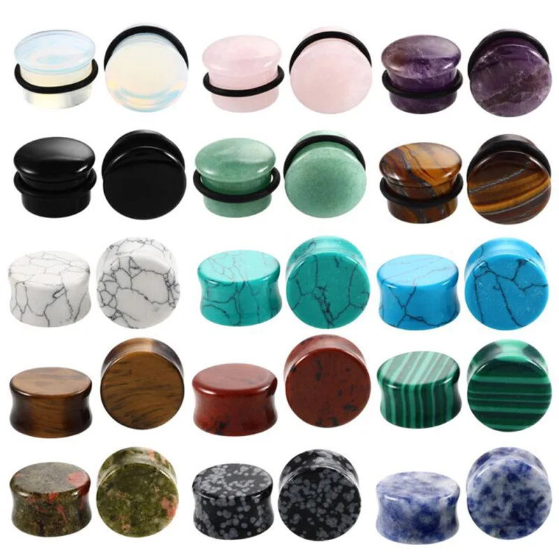 2PCS/Lot Stone Ear Plugs Gauges Earrings Women Men Ear Plug Flesh Tunnel Piercing Expander Ear Stretcher Body Piercing Jewelry