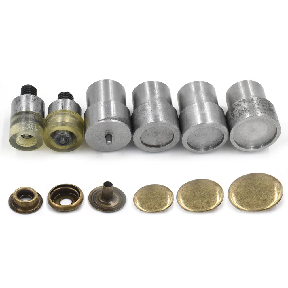 

15/17/20 MM Snaps Top Cover Mold Metal Button Tools Snap-Fastener Hand Press Machine Buckle Install Die 6PCS /Bag