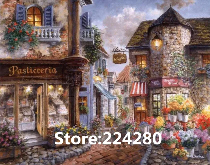 

Needlework.embroidery,DIY 14CT Unprinted Art Cross stitch kits The famous painting town scenic Cross-Stitching decor crafts