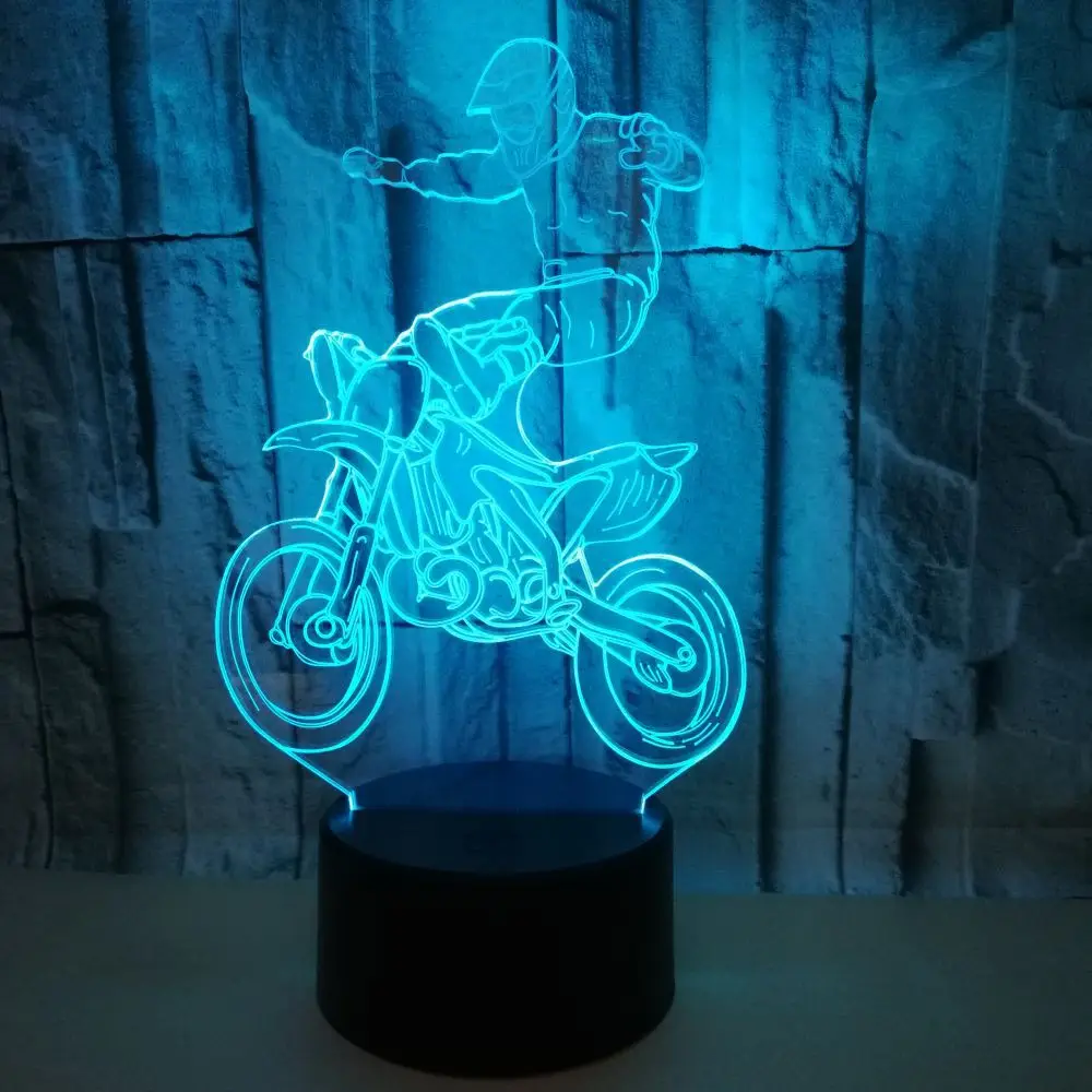 Motorcycle 3d Lamp Colorful Touch Led Visual Gift Decoration Small Led Night Light Christmas gift decoration Kids Lamp