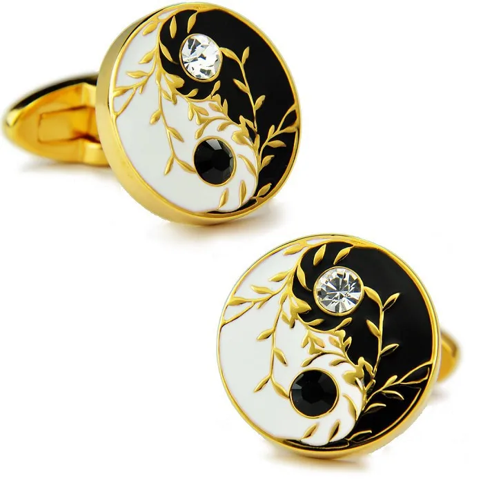 SPARTA Tai Chi Plated with Gold crystals Enamel cufflinks High quality metal men's Cuff Links + Free Shipping !!!