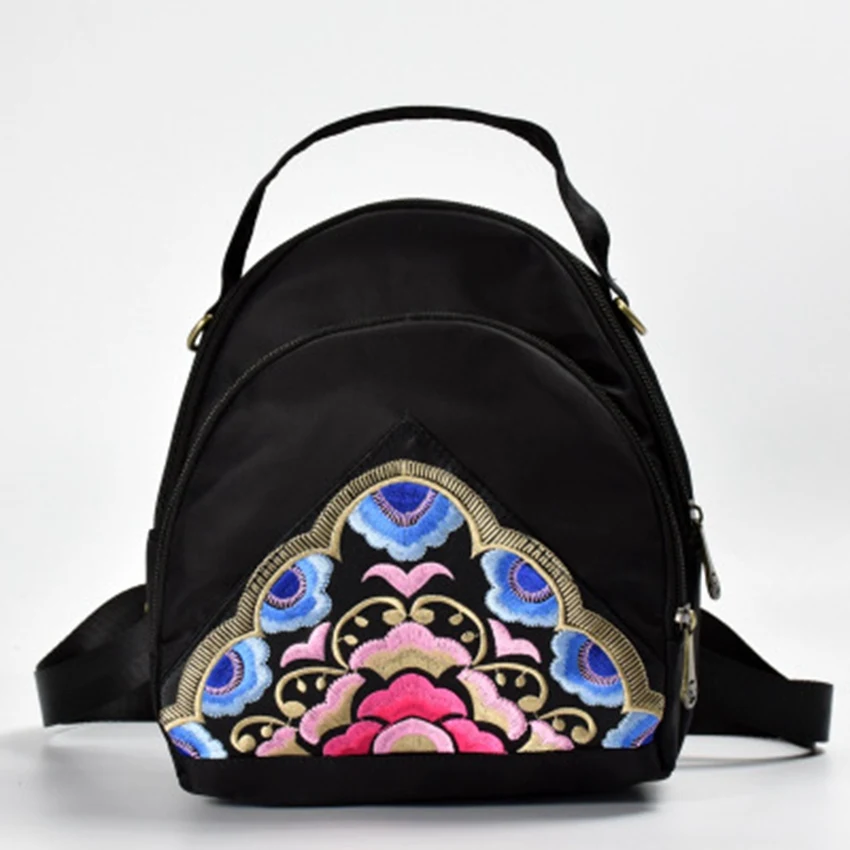 

Chinese style 2019 new national wind embroidery bag embroidery oxford shoulder bag small backpack splash-proof double zipper