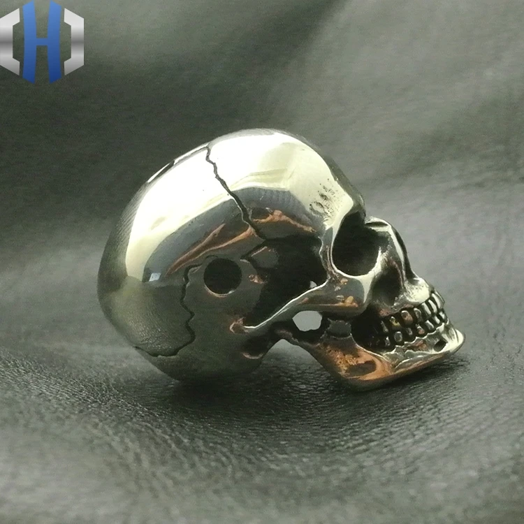 White Fine Polishing Brass Skull Head Three Links DIY Paracord Beads Umbrella Pendants Personalized Accessories EDC Knife Beads