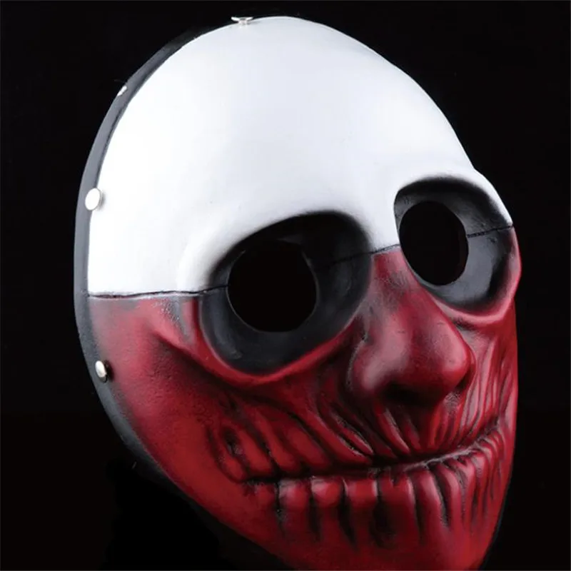Halloween Cosplay Payday 2 resin Mask Dallas Wolf Chains Hoxton Horror Clown Mask Pay Day Halloween Theme Party Grimace Mask