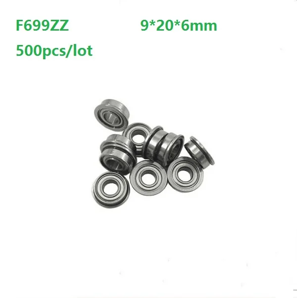 

500pcs/lot F699ZZ F699Z F699 Z ZZ F699-ZZ 9x20x6mm Double Metal cover Flange Deep Groove Ball Bearing Miniature mini 9*20*6mm