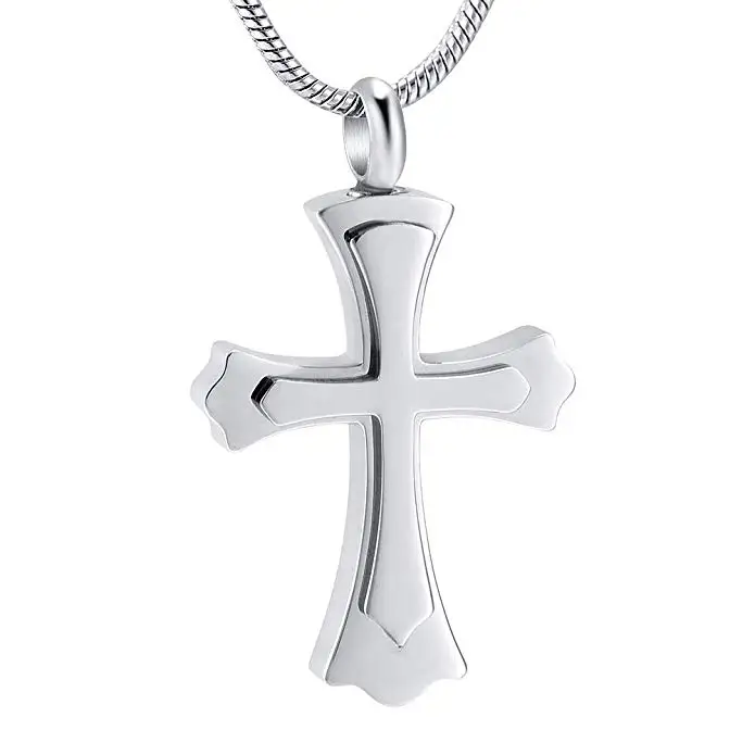 

JJ002 Stainless Steel Cross Keepsake Jewelry For Ashes - Engravable Memorial Urn Necklace To Hold Cremation Ashes /Filling Kits