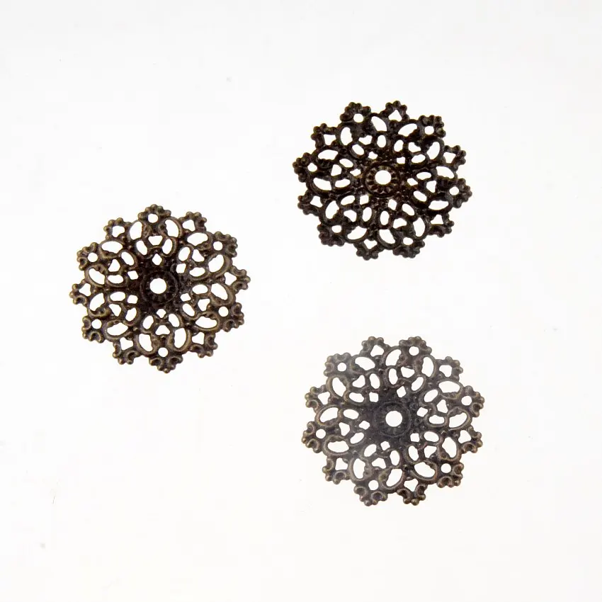 

Free shipping Retail 10Pcs Antique Bronze Filigree Flower Wraps Connectors Metal Crafts Decoration DIY Findings 30x30mm F1561