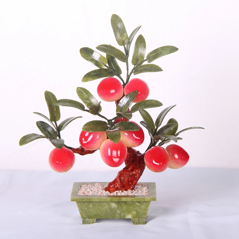 Jade bonsai ornaments 8 large peach tree ornaments Home Furnishing jewelry ornaments jewelry room