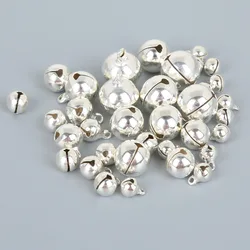 6mm -14mm Rhodium loose beads small bell Christmas decoration pendants DIY jewelry handmade crafts accessories