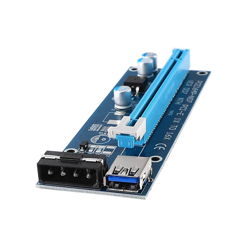 VER007 0.6M PCI-E Riser Card PCI Express 1X to 16X + USB 3.0 Cable SATA 15Pin to 4Pin Molex Power Cord for BTC Miner ETH Mining