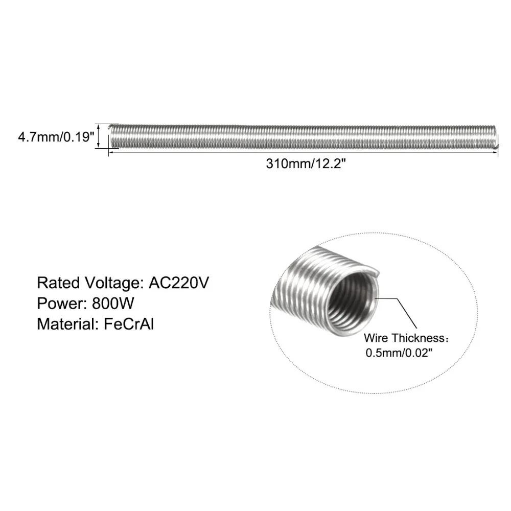 Uxcell Heating Element Coil Wire AC220V 1200W 800W 1000W 1500W Kiln Furnace Heater Wire 5.6x480mm 4.7x310mm 4.9x410mm 5.8x560mm