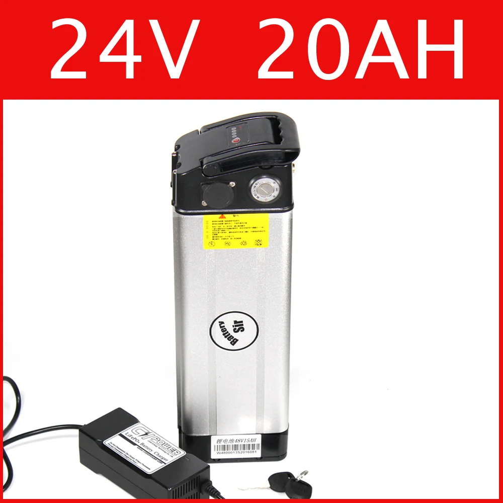 

24V 20AH Silver fish lithium battery Samsung electric bike battery 29.4V lithium ion 24v e-bike battery Free customs duty