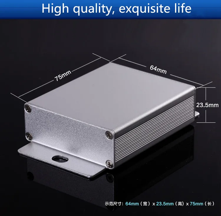 Mini caixa amplificadora de alumínio, tampa do chassis/transmissor/caixa amp 64*23.5*75mm