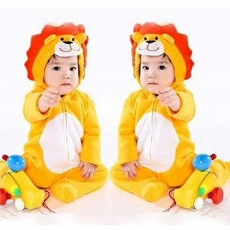 

Hooyi Baby Rompers Coral Fleece Newborn Romper Lion Costumes Hoodies Jumpsuits Baby Boys Outfits Infant Clothes Hooded Overall