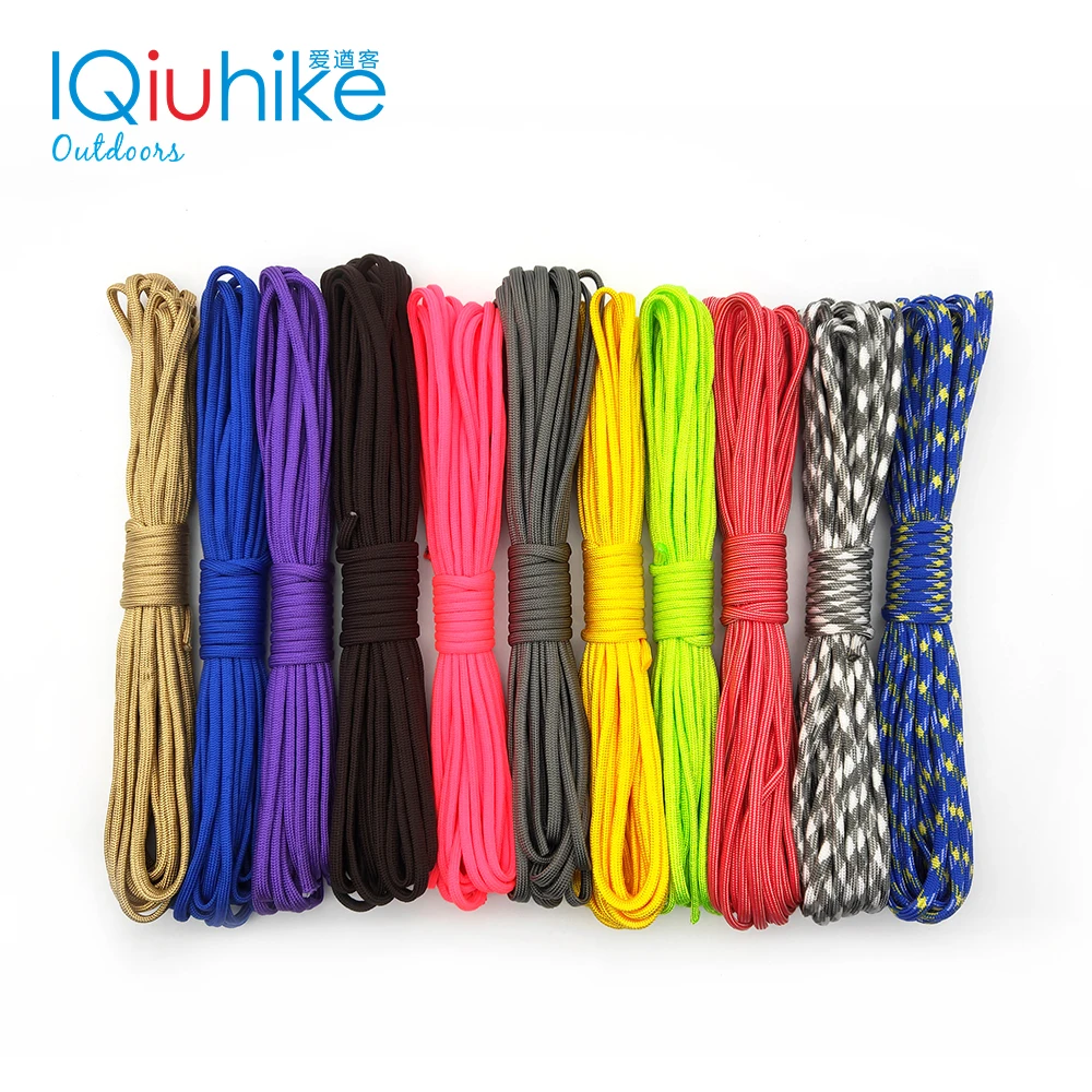 IQiuhike 550 Paracord Parachute Cord Lanyard Tent Rope Guyline Mil Spec Type III 7 Strand 100FT For Hiking Camping 208 Colors