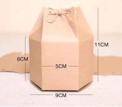 

9*6*11cm Hexagon kraft paper bags Cookie packaging bags Gift bags 100pcs/lot Free shipping