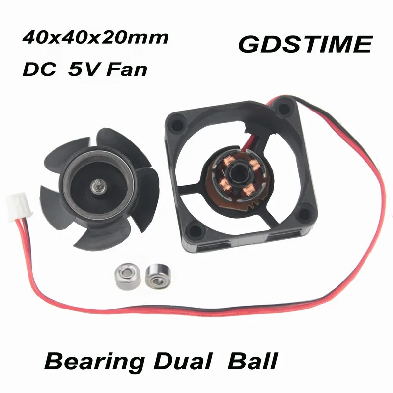 100 pcs Gdstime 40x40x20mm DC 5V Small Radiator Cooler 4cm Two Balls Heatsink Cooling Fan 40mm x 20mm Smart Brushless Fan 5 Volt