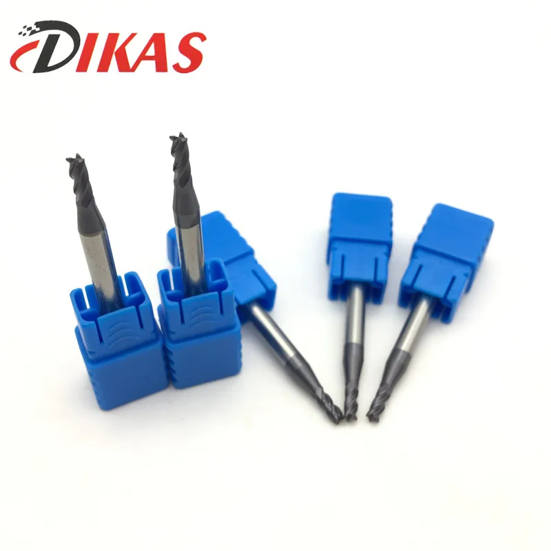 Dikas materiale d2.5 * D4 * 50L * 4F 45HRC Carburo di Piazza Estremità piatta Mill 4 flauto 2.5mm rivestimento nano uso per L'alta velocità fresatrice