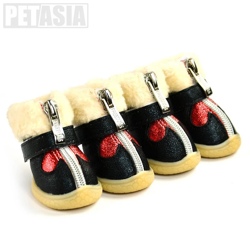 Pet Dog Shoes Winter Thickened Boots Warm Waterproof 4Pcs/Set For Small Puppy Dog\'s adjustable Anti-Slip Pet Shoes XL PETASIA